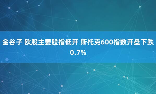 金谷子 欧股主要股指低开 斯托克600指数开盘下跌0.7%