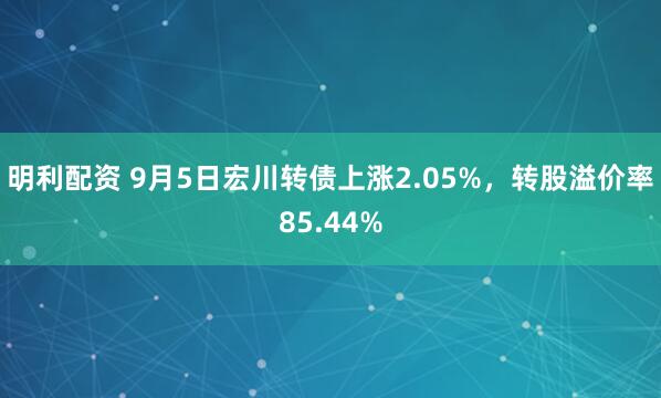 明利配资 9月5日宏川转债上涨2.05%，转股溢价率85.44%